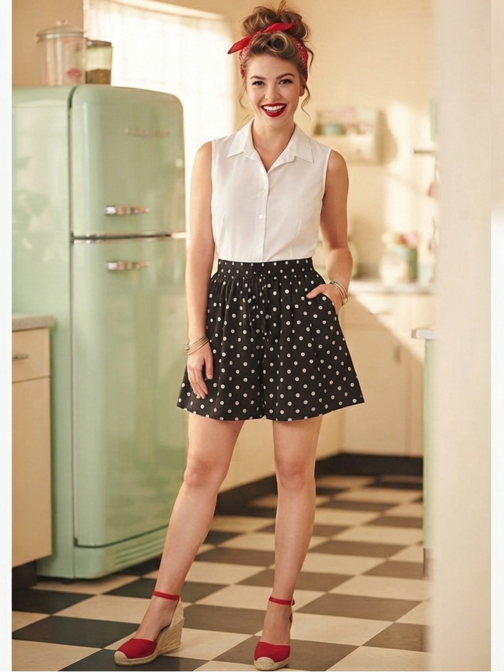 Black and White Polka Dot Shorts Womens